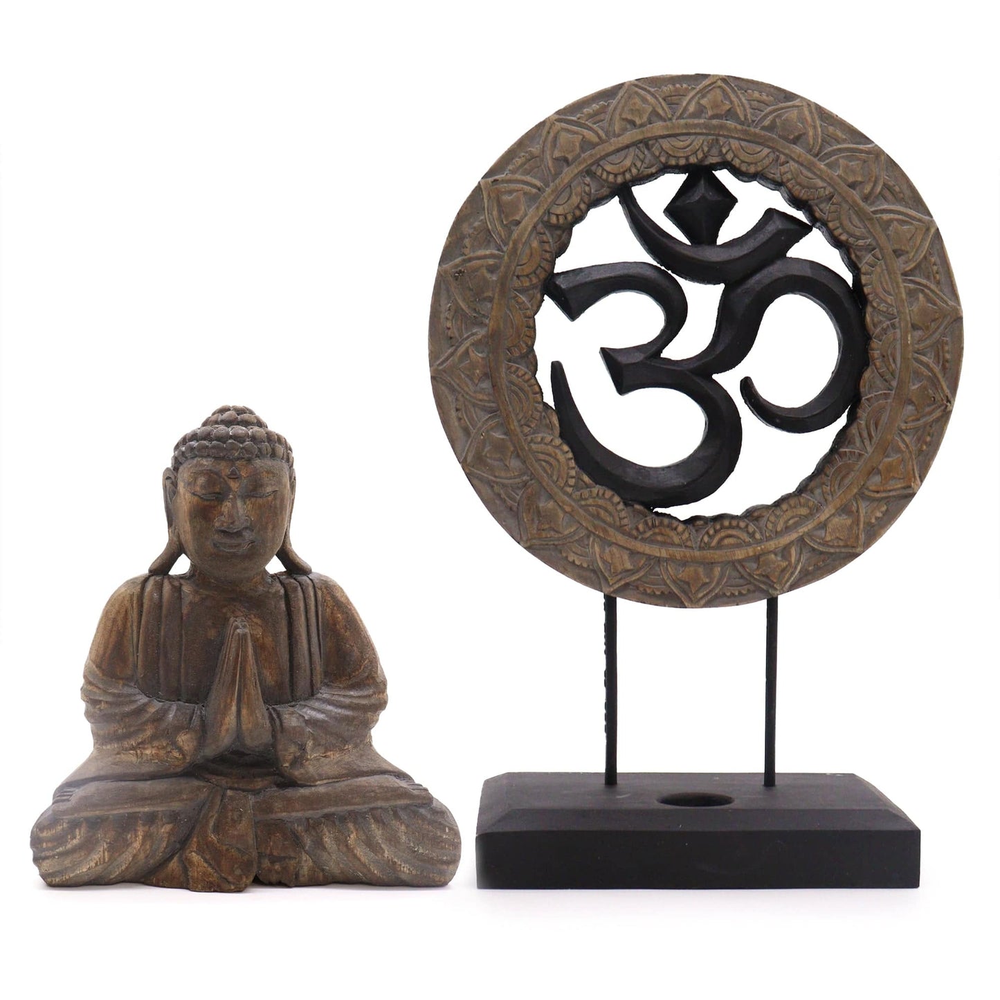 Buddha Feng Shui Set - Om - Grey & Black - Crystal Nest