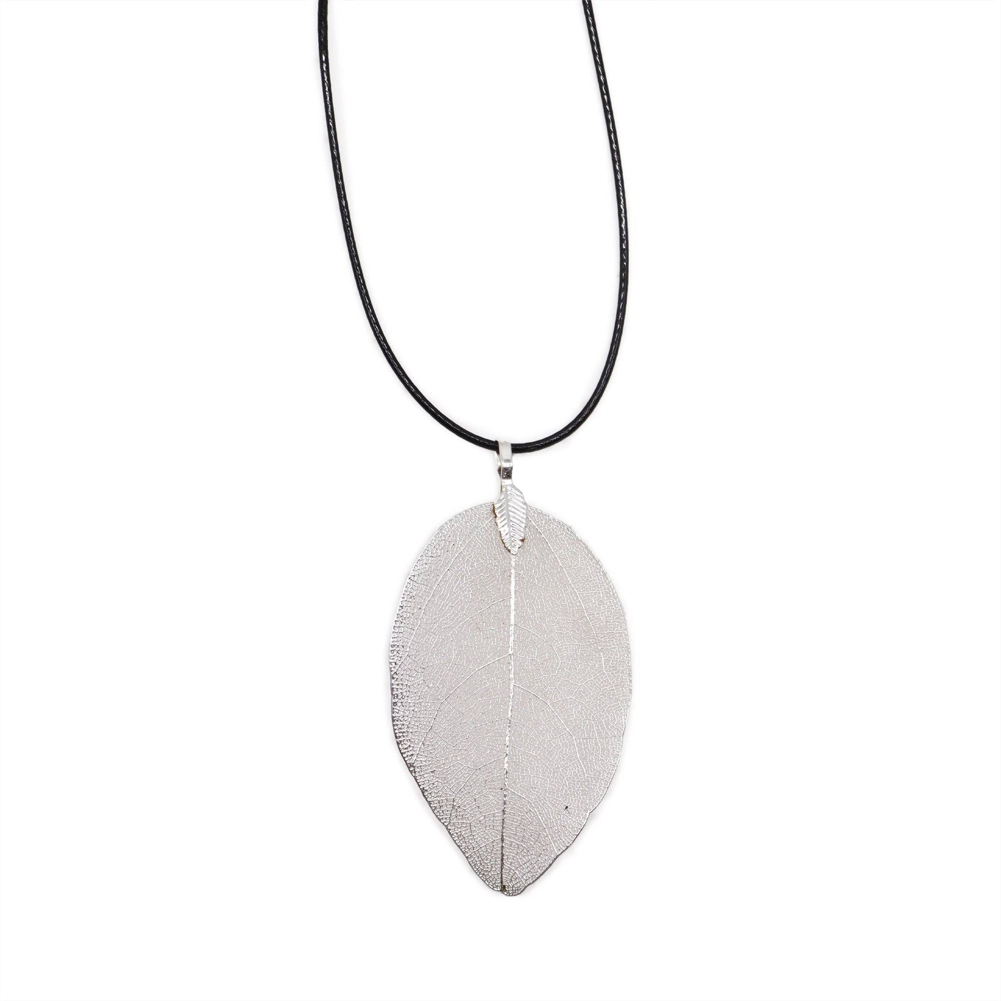 Real Leaf Necklace - Silver - Crystal Nest
