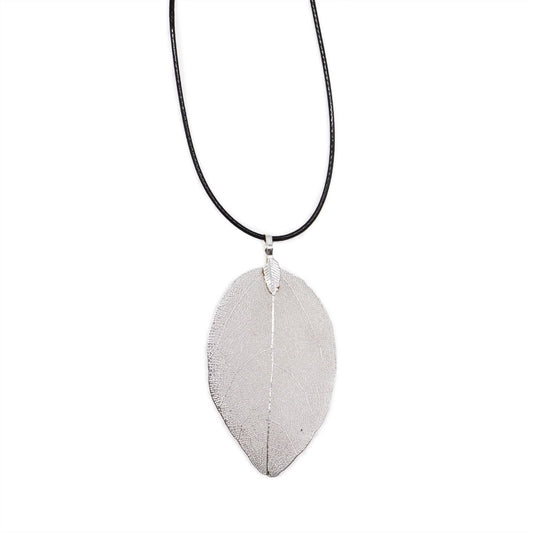 Real Leaf Necklace - Silver - Crystal Nest