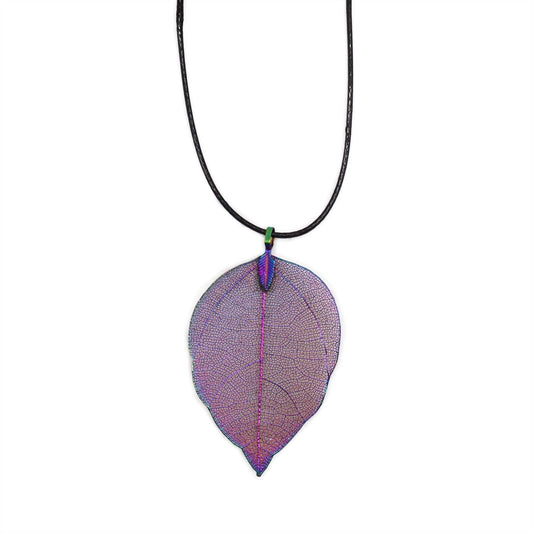 Real Leaf Necklace - Iridescent - Crystal Nest