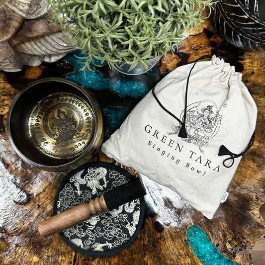 Green Tara Singing Bowl Set - Crystal Nest