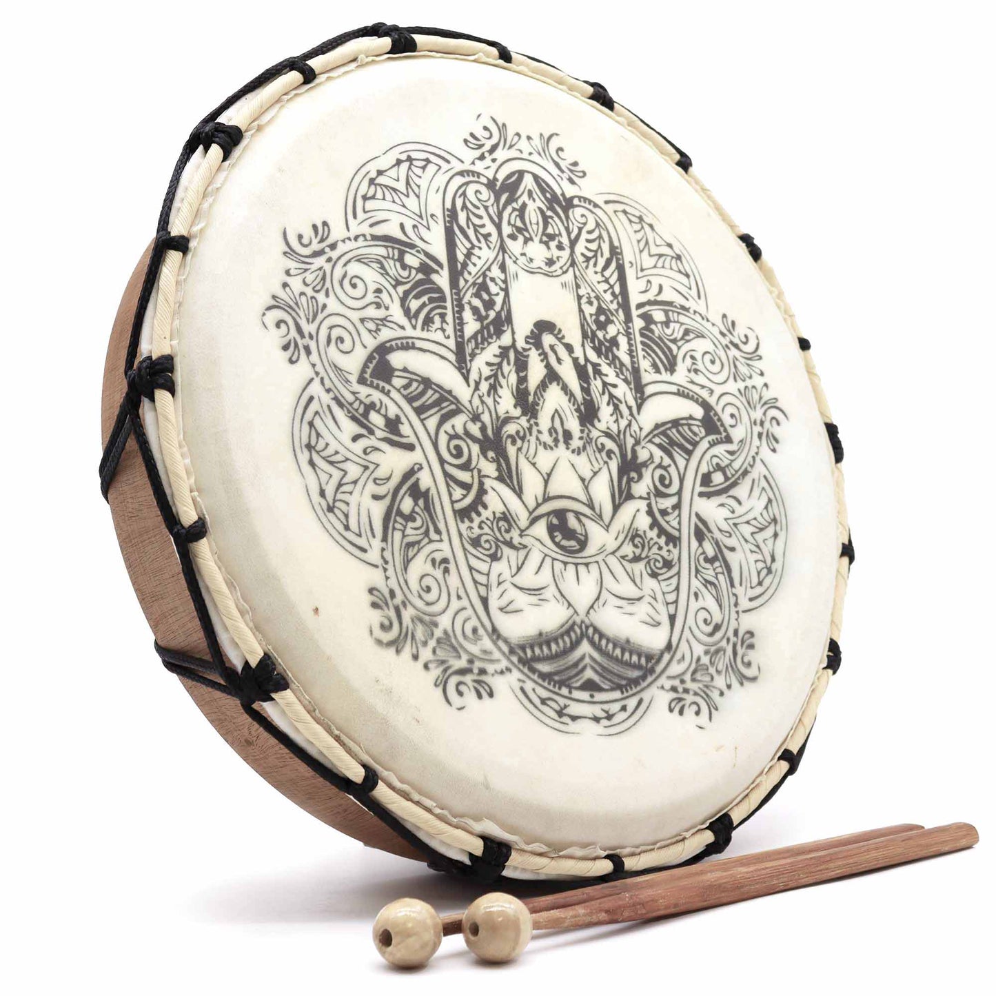 Hamsa Shamanic Drum with Two Sticks - Crystal Nest