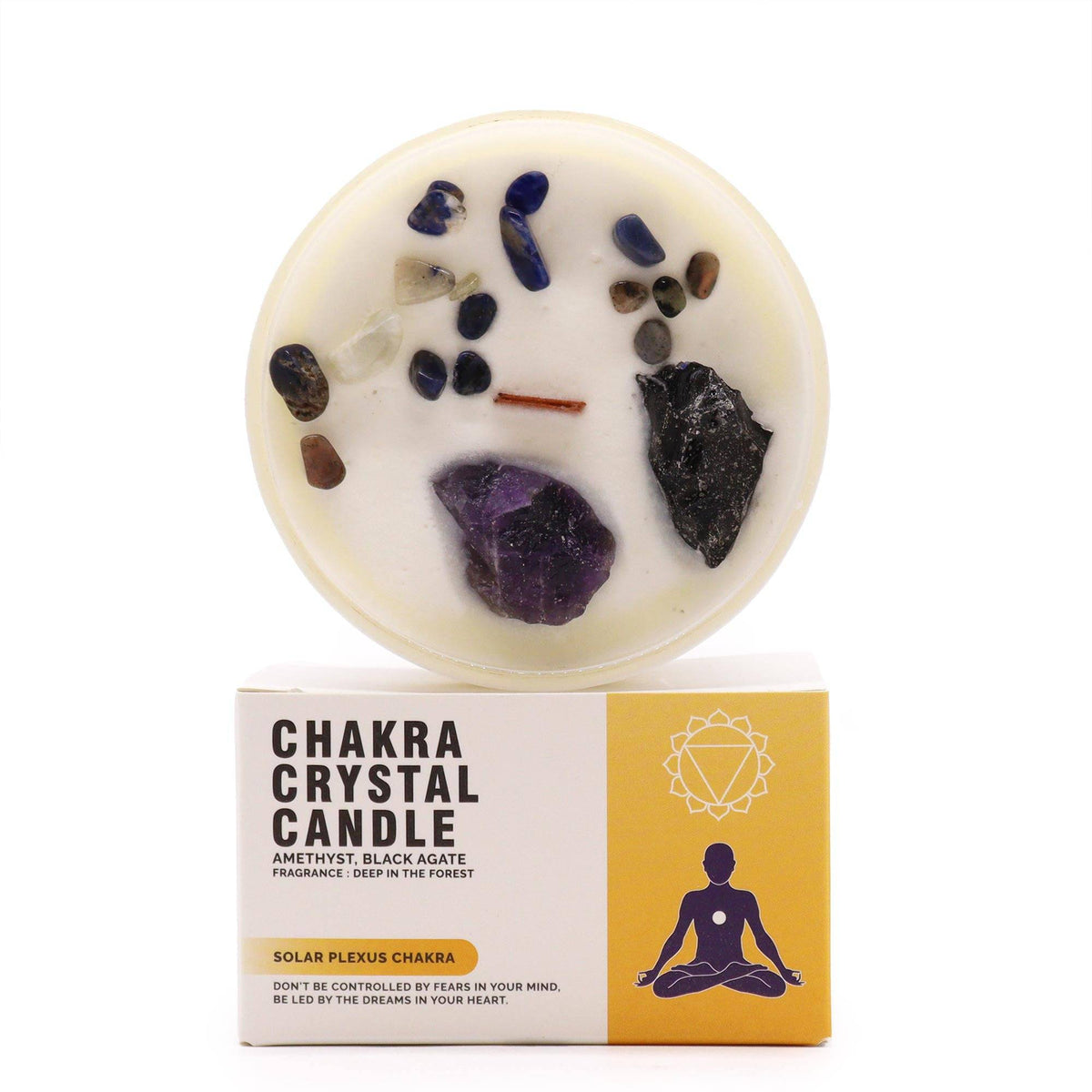 Solar Plexus Chakra Crystal Soy Candle - Inner Power - Crystal Nest