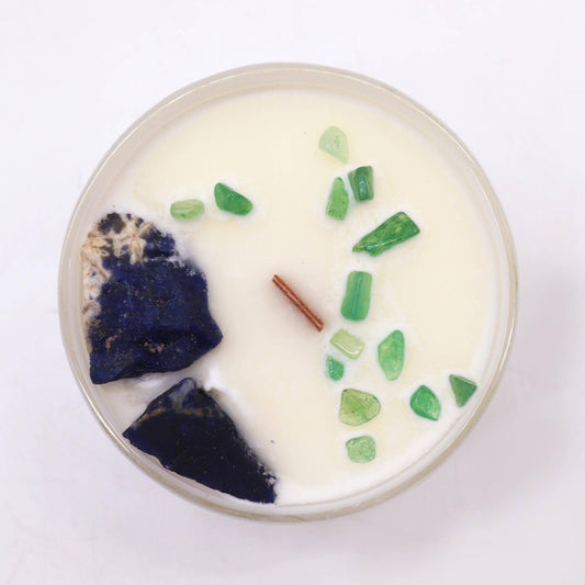 Throat Chakra Crystal Soy Candle - Express Your Authentic Voice - Crystal Nest