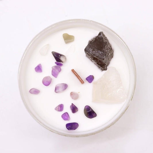Crown Chakra Crystal Soy Candle - Spiritual Connection - Crystal Nest