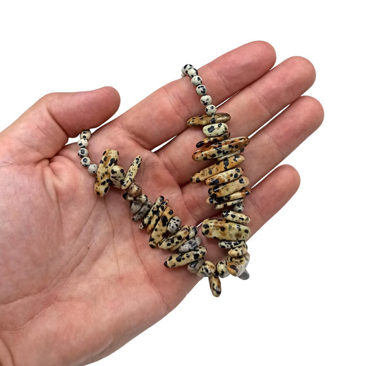 Dalmatian Jasper Longstone Crystal Necklace - Crystal Nest