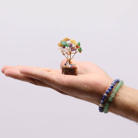 Mini Chakra Gemstone Tree on Wood Base - Crystal Nest