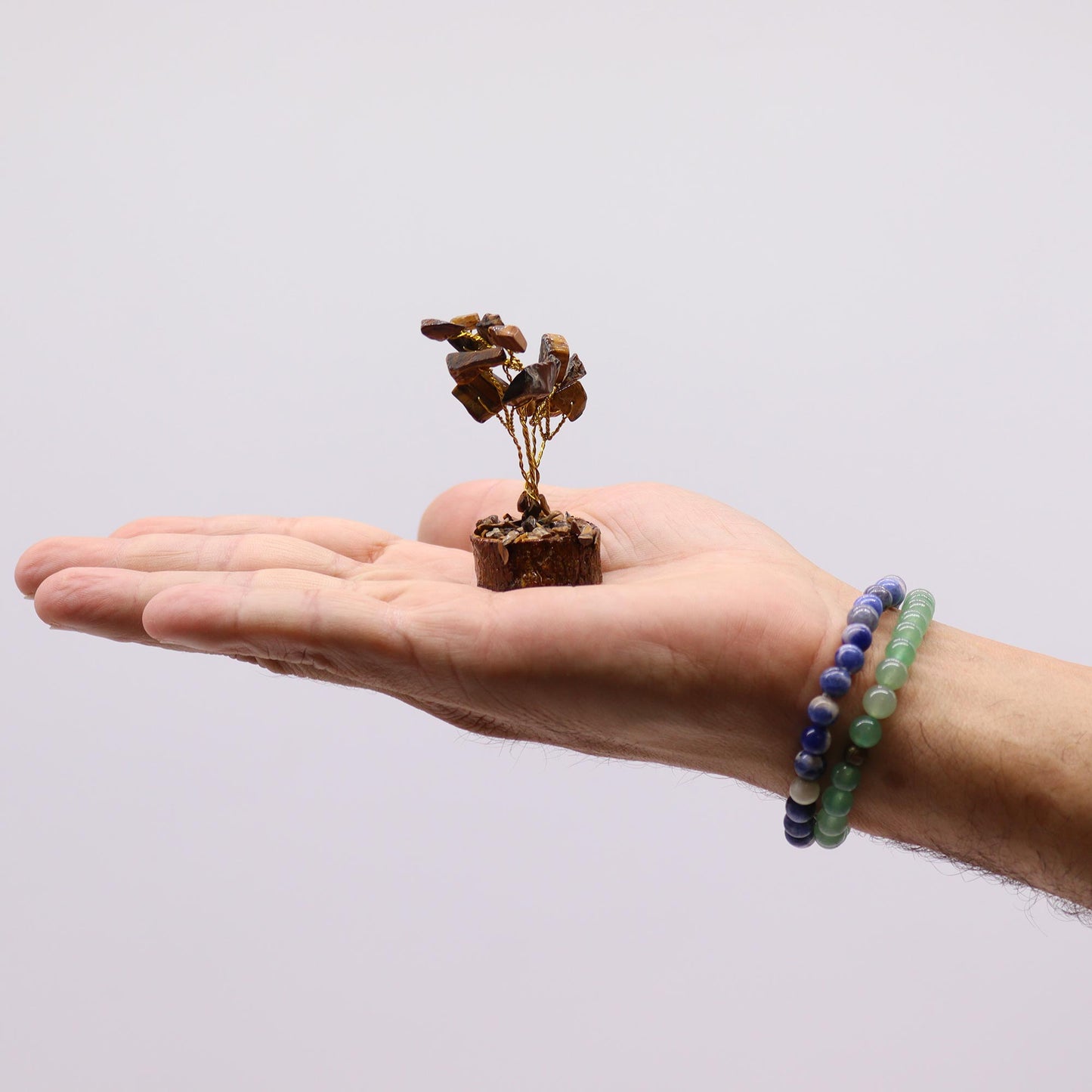 Mini Tiger Eye Gemstone Tree on Wood Base - Crystal Nest