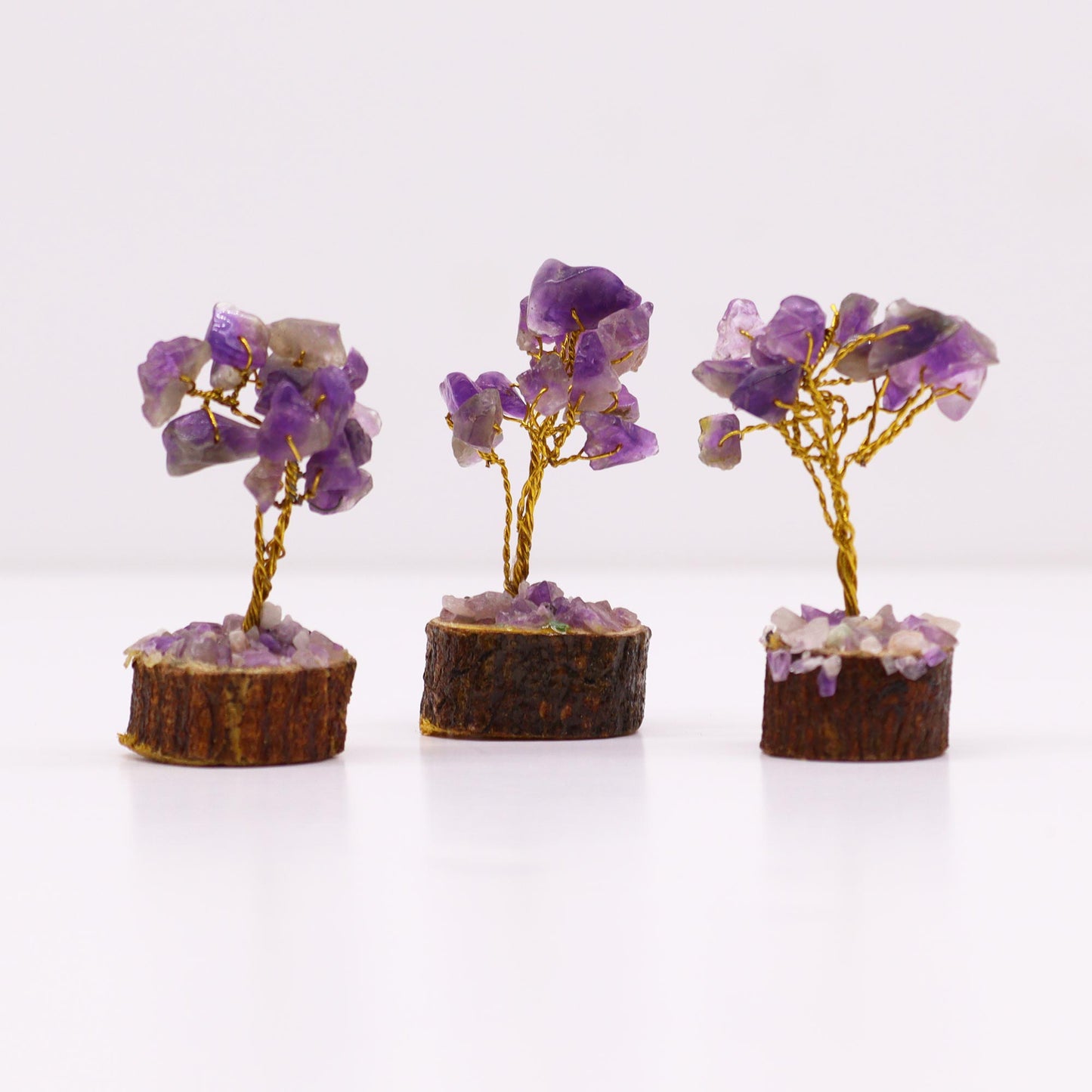 Mini Amethyst Gemstone Tree on Wood Base - Crystal Nest