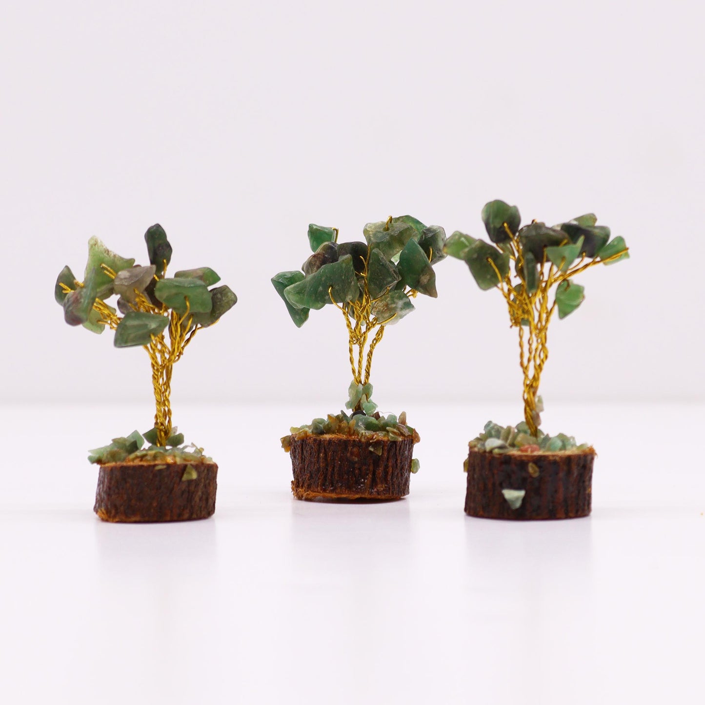 Mini Green Aventurine Gemstone Tree on Wood Base - Crystal Nest