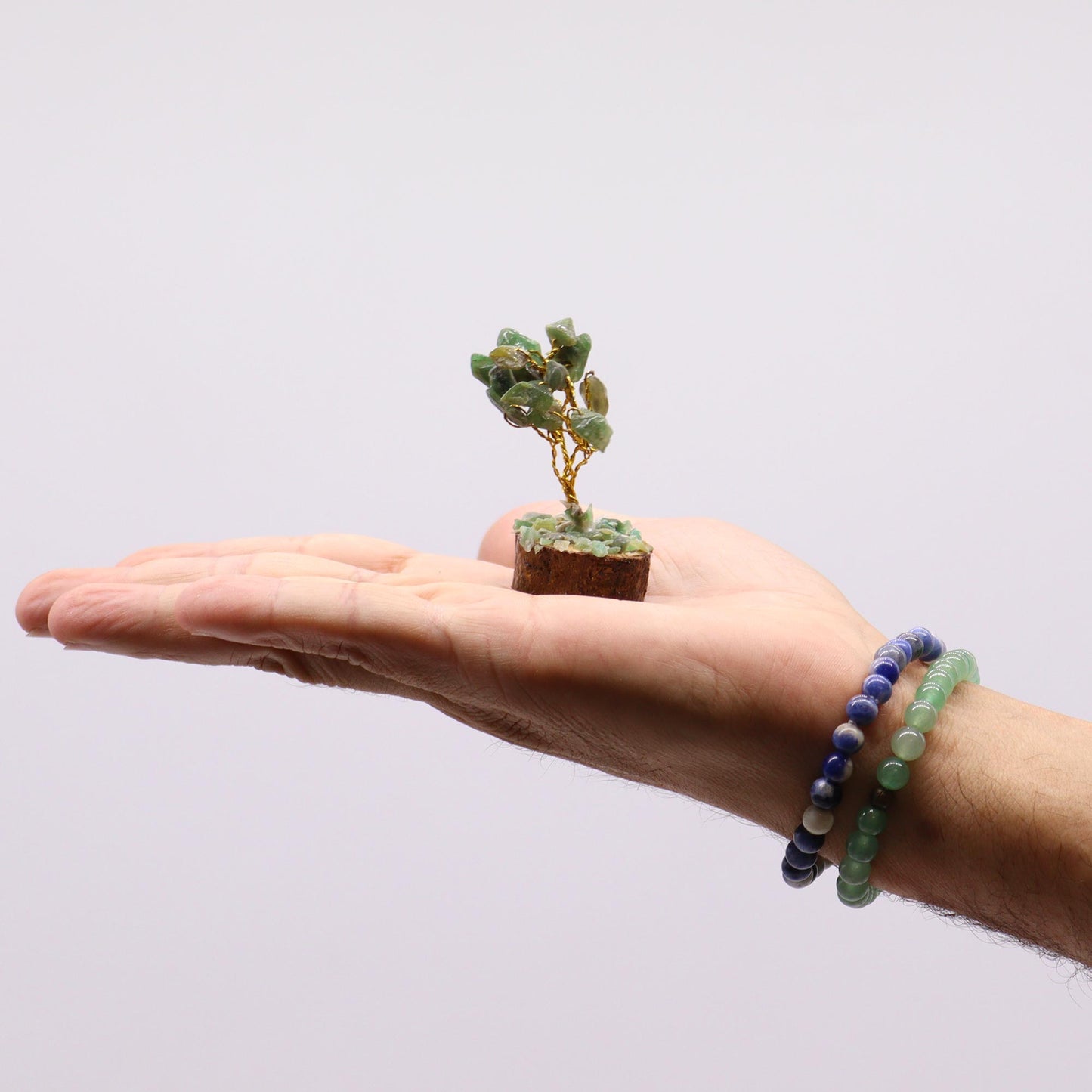 Mini Green Aventurine Gemstone Tree on Wood Base - Crystal Nest