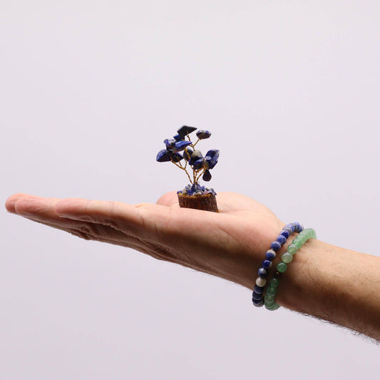 Mini Sodalite Gemstone Tree on Wood Base - Crystal Nest