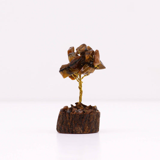 Mini Tiger Eye Gemstone Tree on Wood Base - Crystal Nest