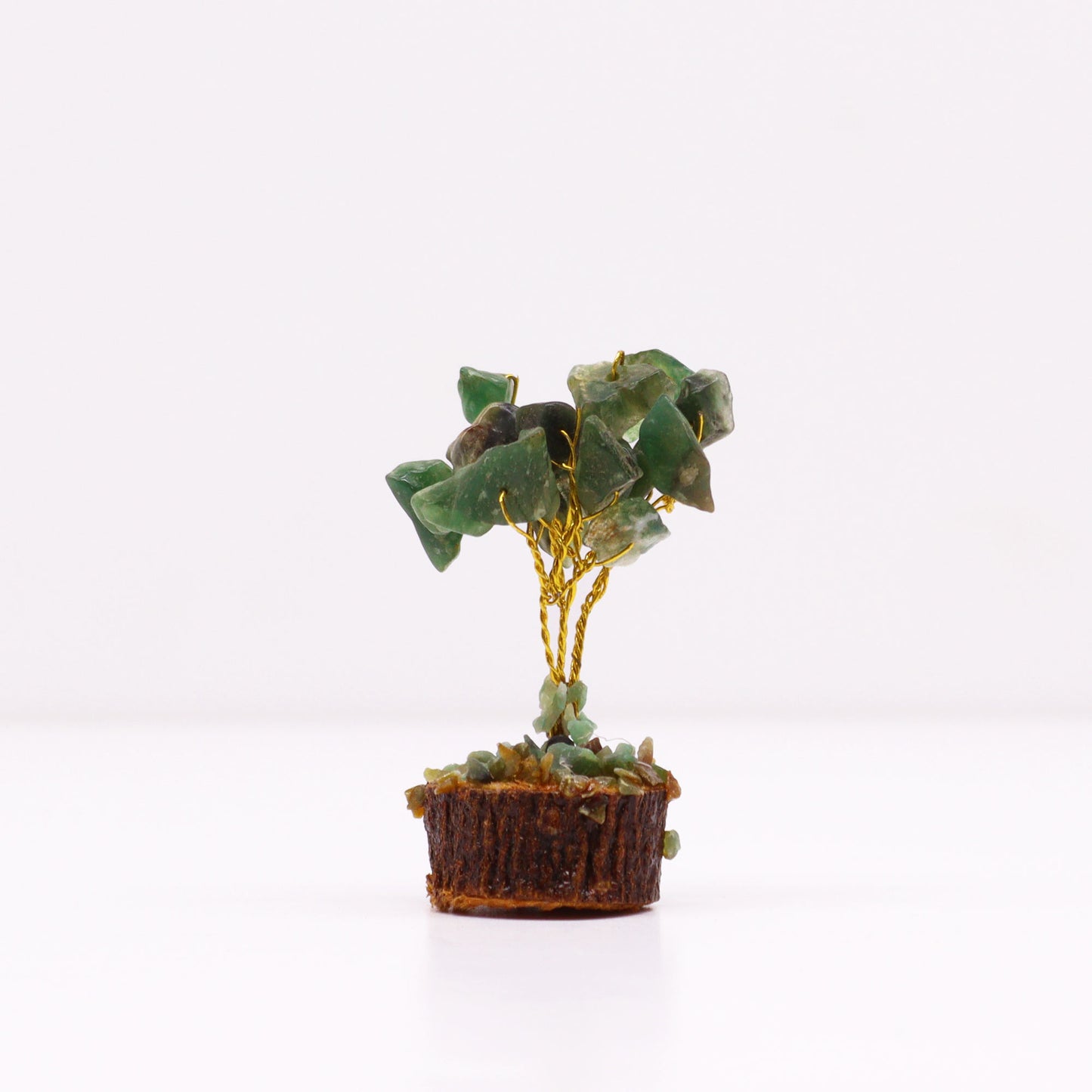 Mini Green Aventurine Gemstone Tree on Wood Base - Crystal Nest