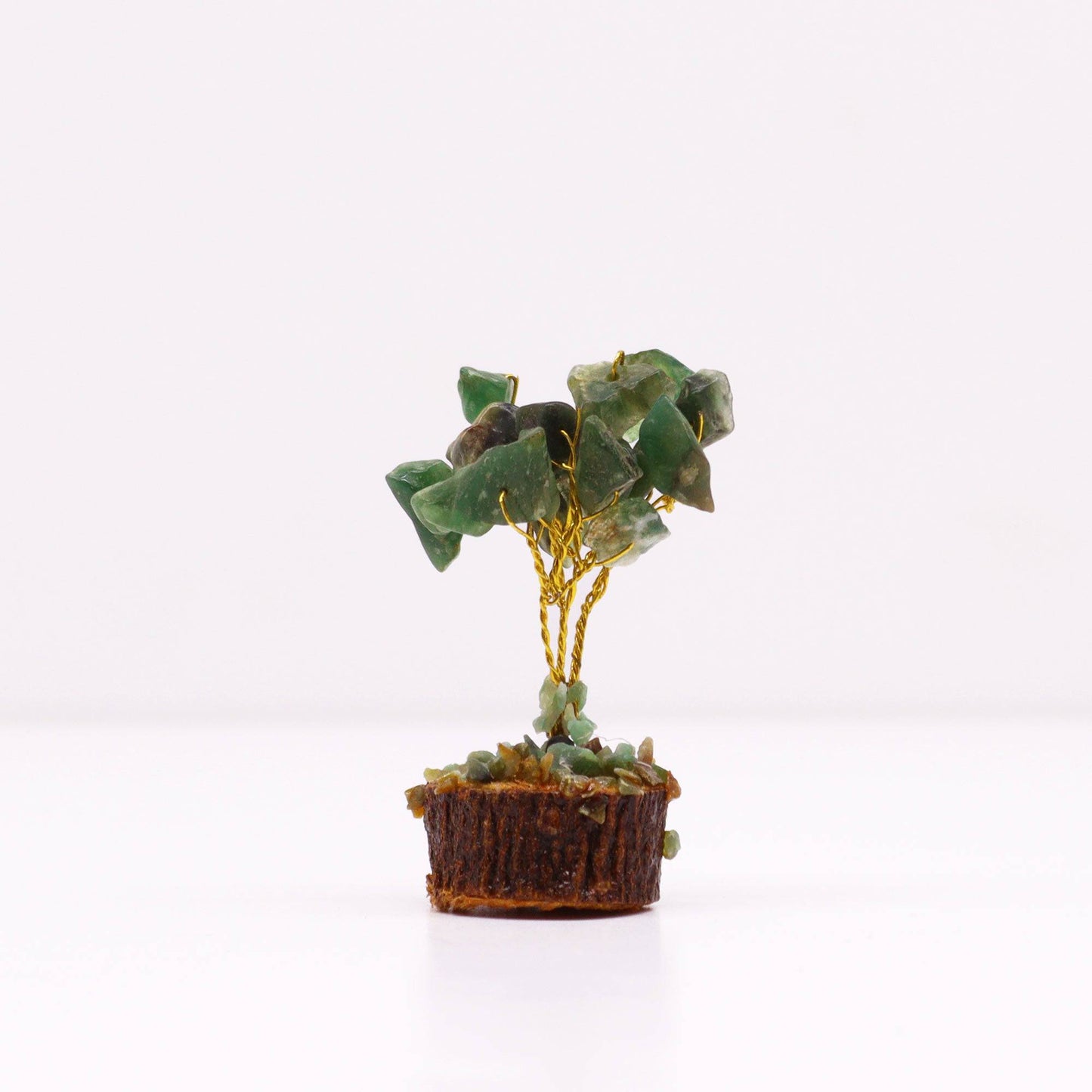 Mini Green Aventurine Gemstone Tree on Wood Base - Crystal Nest