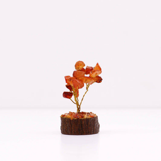 Mini Carnelian Gemstone Tree on Wood Base - Crystal Nest