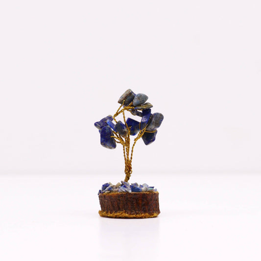 Mini Sodalite Gemstone Tree on Wood Base - Crystal Nest
