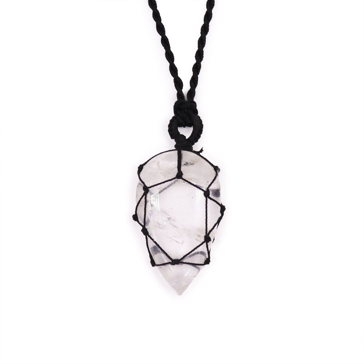 Rock Quartz Teardrop Laced Necklace - Crystal Nest