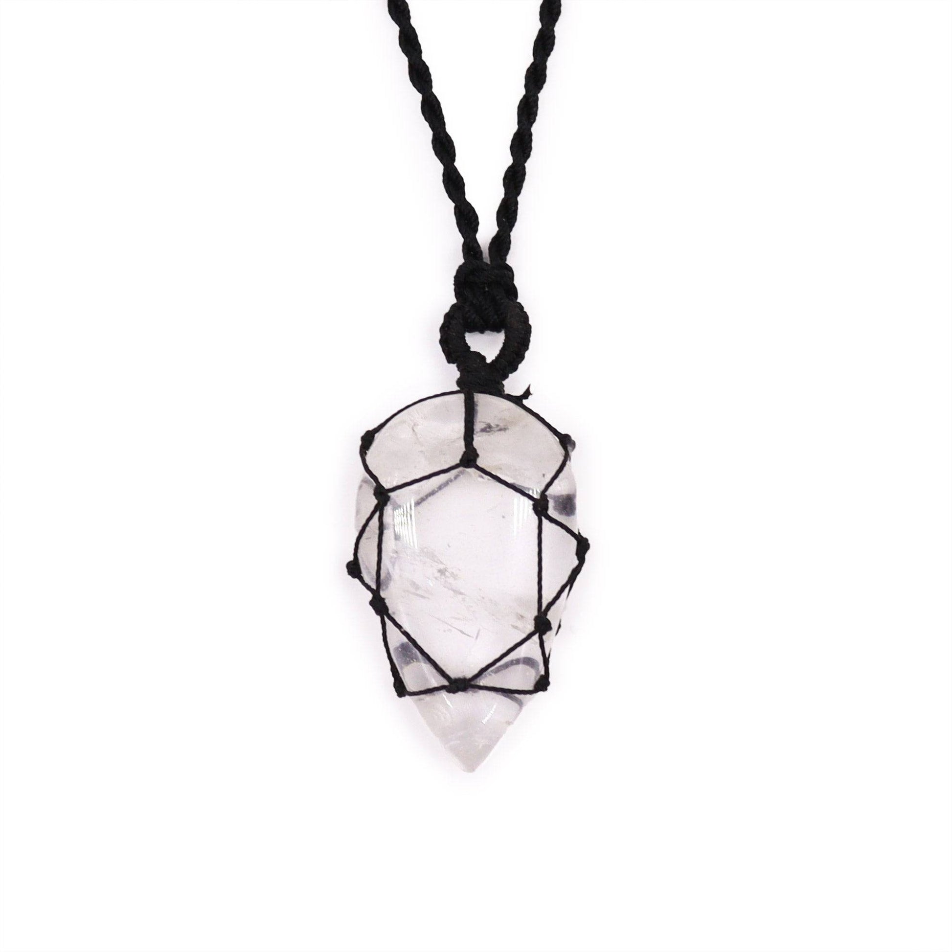 Rock Quartz Teardrop Laced Necklace - Crystal Nest