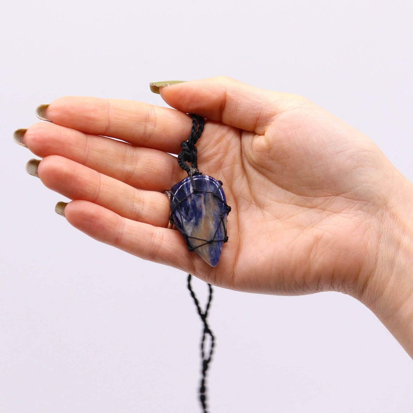 Sodalite Teardrop Laced Necklace - Crystal Nest