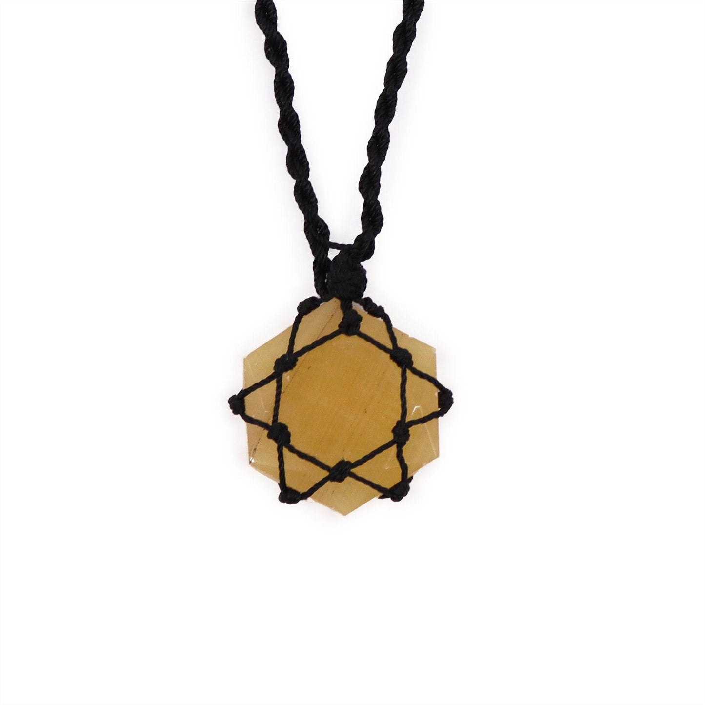 Yellow Quartz Hexagon Laced Necklace - Crystal Nest