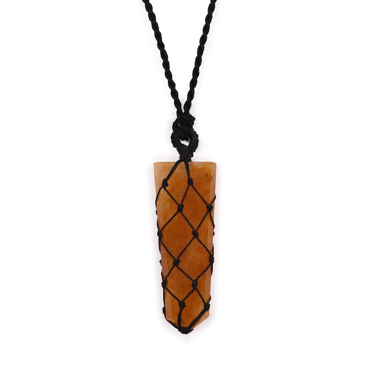 Golden Quartz Flat Point Laced Necklace - Crystal Nest