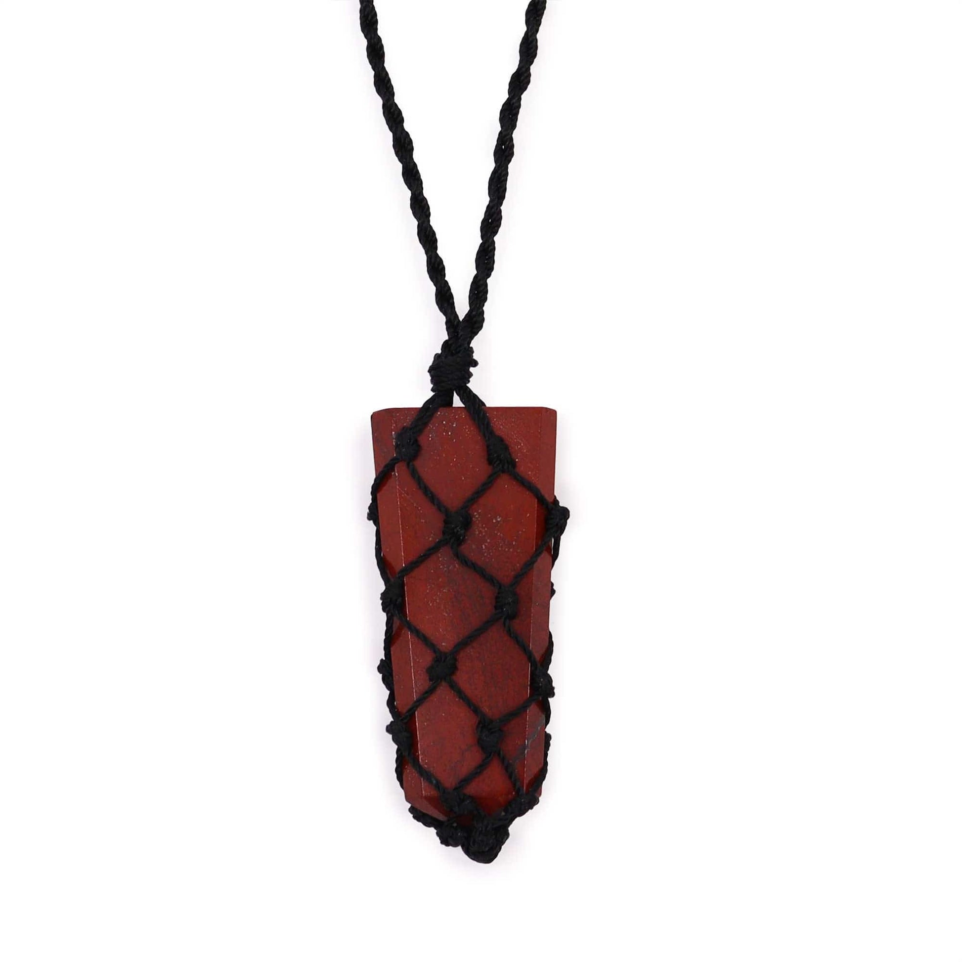 Red Jasper Flat Point Laced Necklace - Crystal Nest