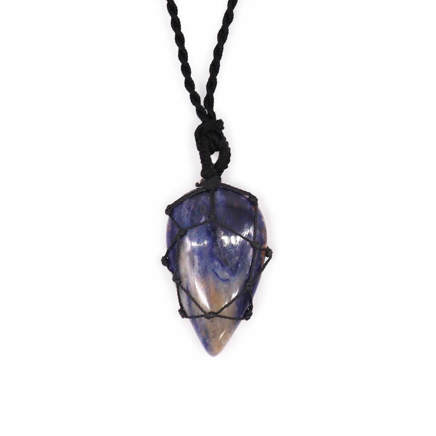 Sodalite Teardrop Laced Necklace - Crystal Nest