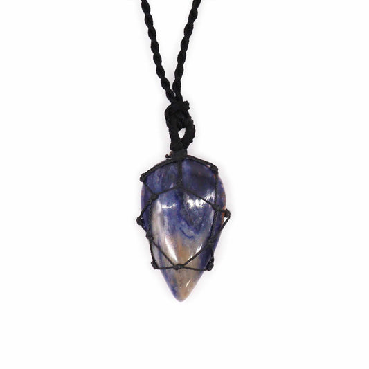 Sodalite Teardrop Laced Necklace - Crystal Nest