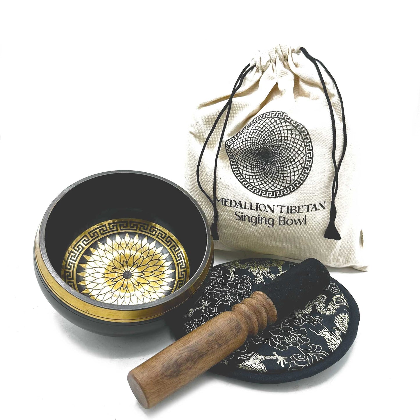 Tibetan Medallion Singing Bowl Set - Crystal Nest