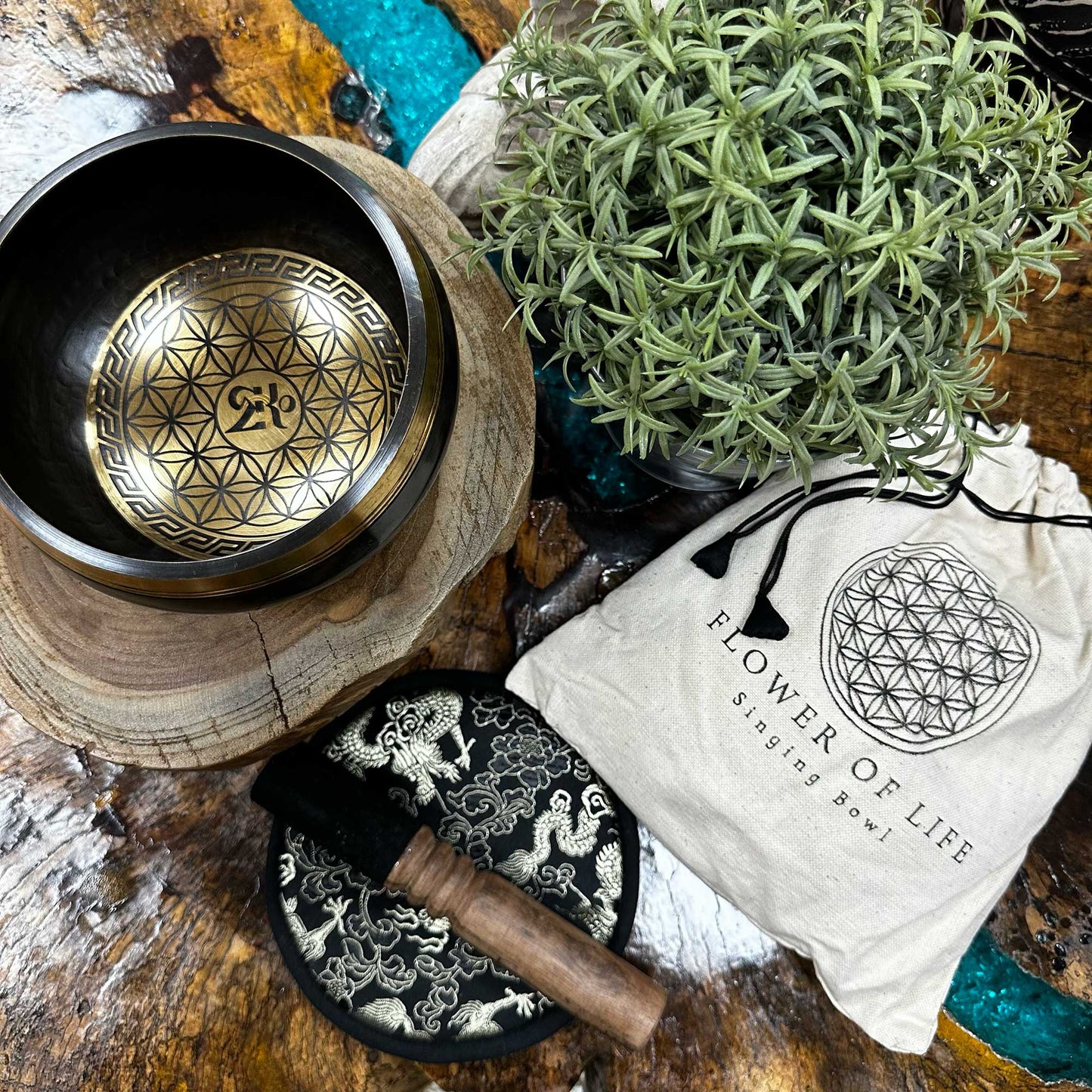 Flower of Life Singing Bowl Set - Crystal Nest