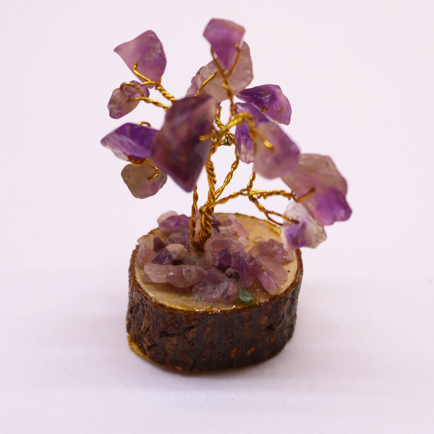 Mini Amethyst Gemstone Tree on Wood Base - Crystal Nest