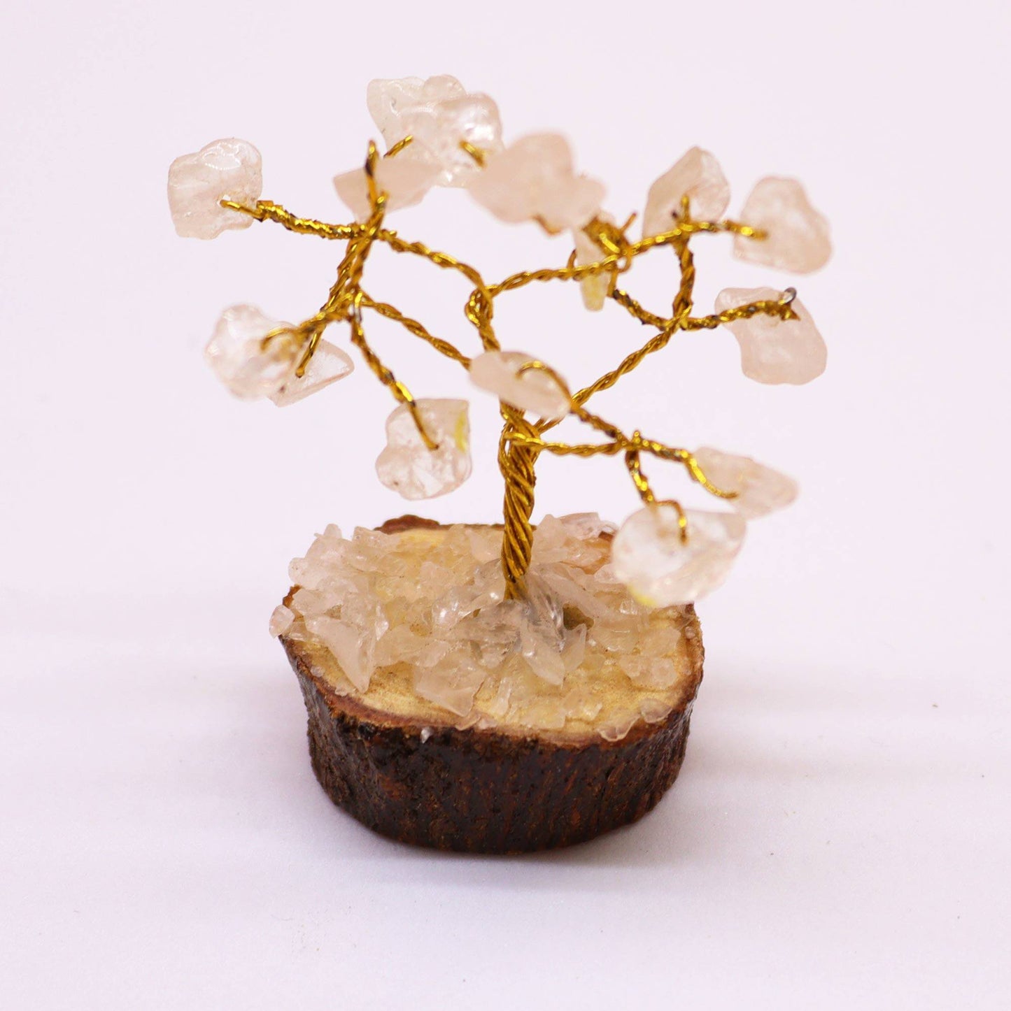 Mini Rock Quartz Gemstone Tree on Wood Base - Crystal Nest