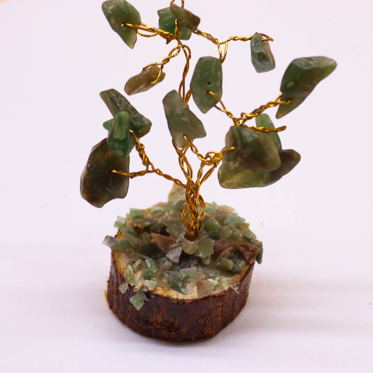 Mini Green Aventurine Gemstone Tree on Wood Base - Crystal Nest