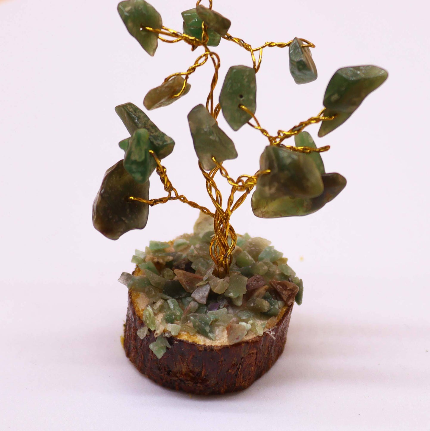Mini Green Aventurine Gemstone Tree on Wood Base - Crystal Nest