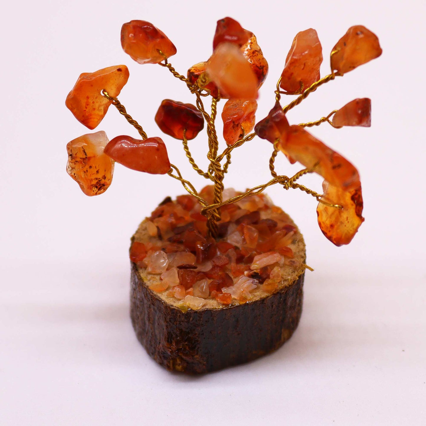 Mini Carnelian Gemstone Tree on Wood Base - Crystal Nest