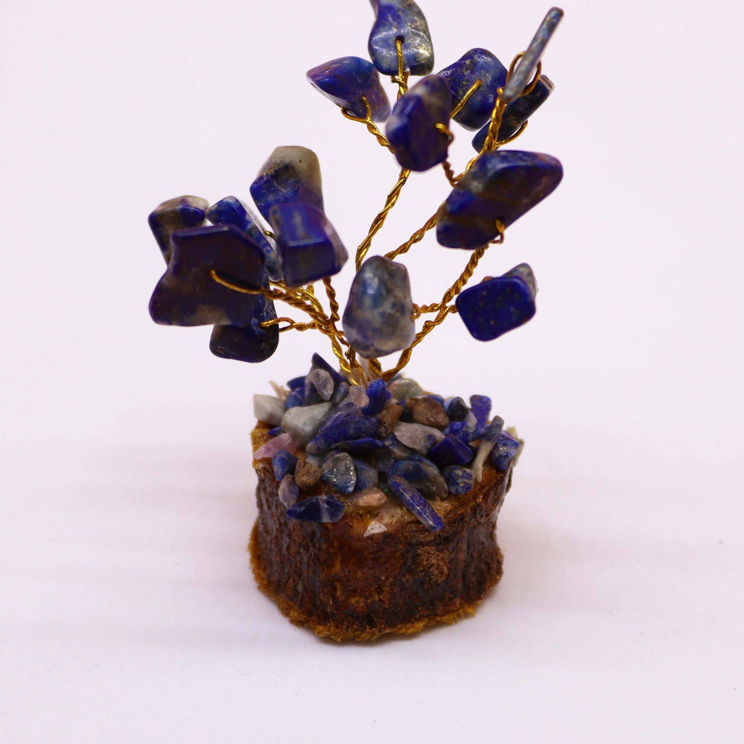 Mini Sodalite Gemstone Tree on Wood Base - Crystal Nest