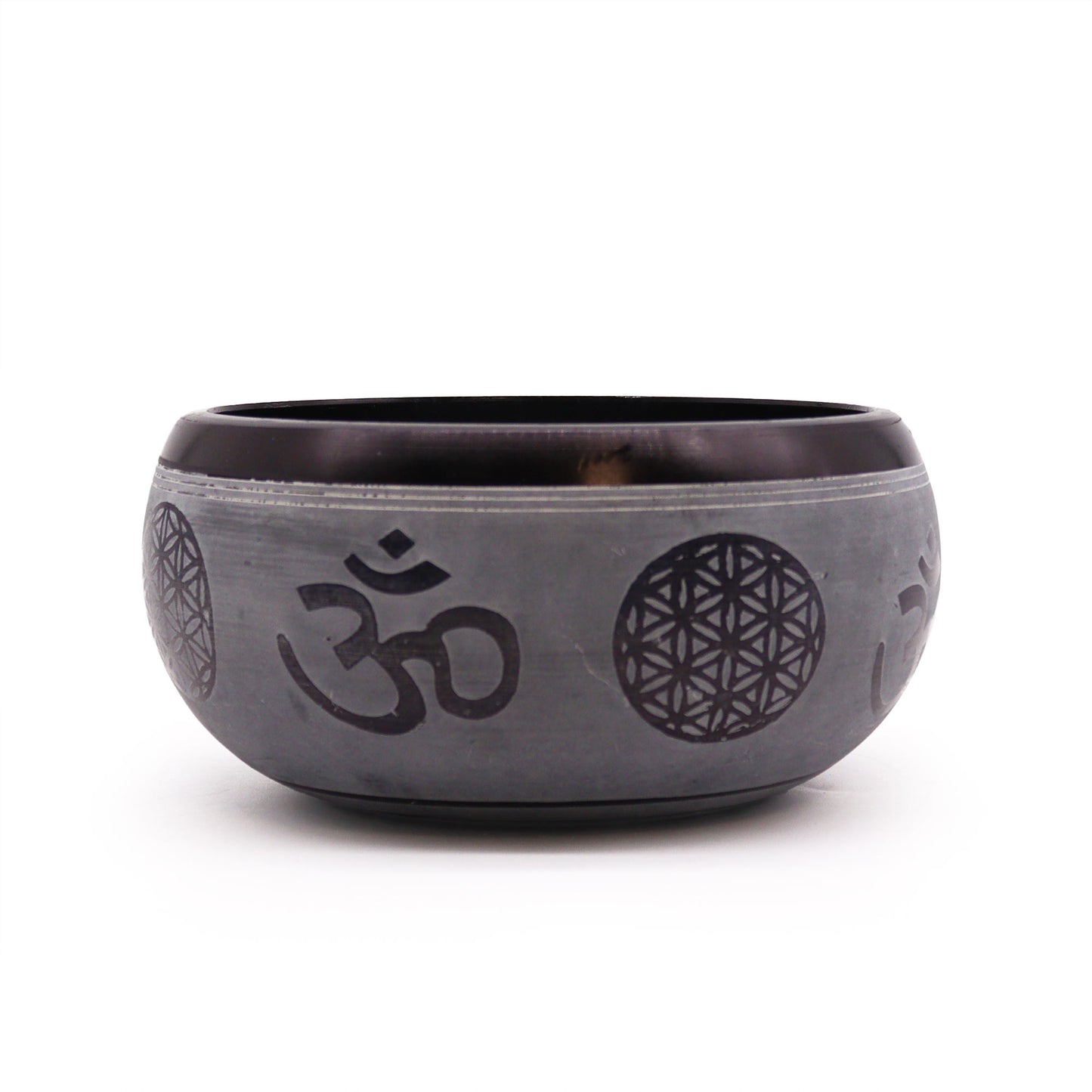 Grey Om & Five Buddha Singing Bowl | 16cm - Crystal Nest