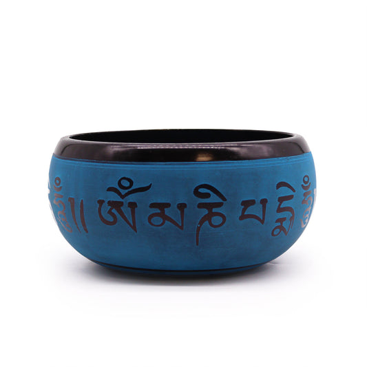 Blue Mantra & Five Buddha Singing Bowl | 16cm - Crystal Nest