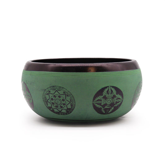 Green Mandala & Buddha Singing Bowl | 16cm - Crystal Nest