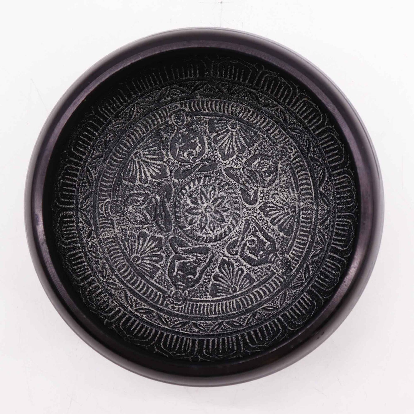 Grey Om & Five Buddha Singing Bowl | 16cm - Crystal Nest