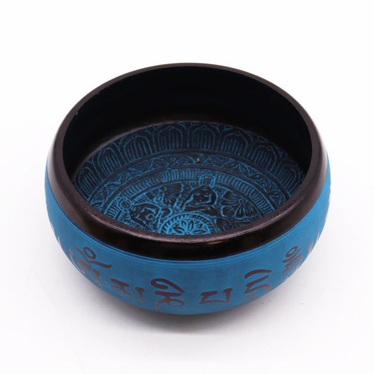 Blue Mantra & Five Buddha Singing Bowl | 16cm - Crystal Nest