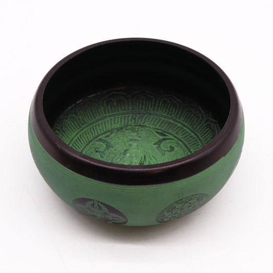 Green Mandala & Buddha Singing Bowl | 16cm - Crystal Nest