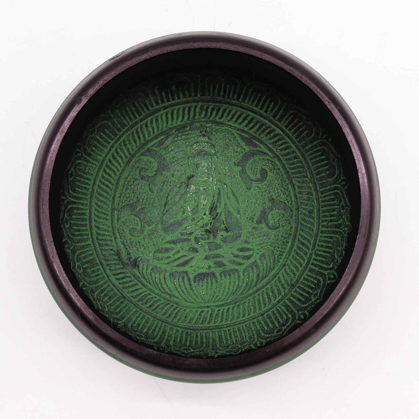 Green Mandala & Buddha Singing Bowl | 16cm - Crystal Nest