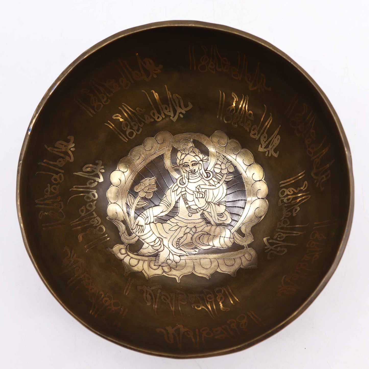 Brass Golden Tara Singing Bowl Set | Tibetan Sound Healing Gift