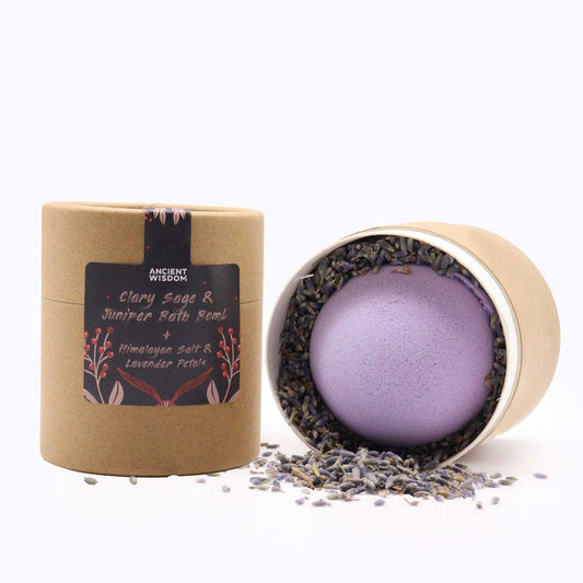 Enchanting Heart Heaven Aromatherapy Gift Set | Clary Sage & Juniper Bath Bomb, Himalayan Salt & Lavender Petals - Crystal Nest