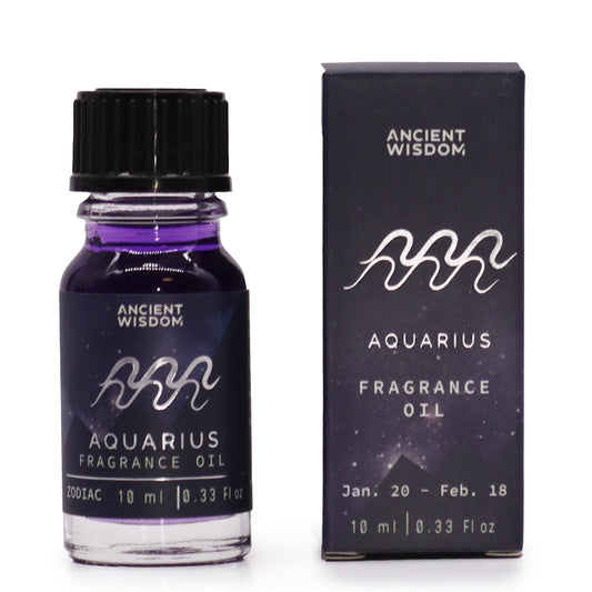Zodiac Fragrance Oil 10ml – Aquarius | Amethyst Crystal & Amber - Crystal Nest