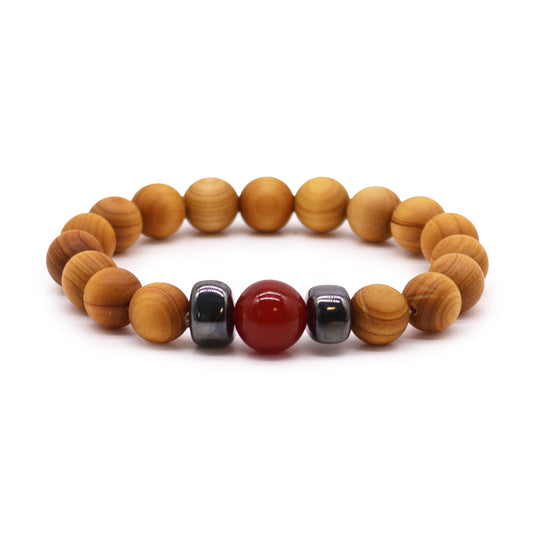 Cedarwood & Red Jasper Root Chakra Bracelet - Crystal Nest