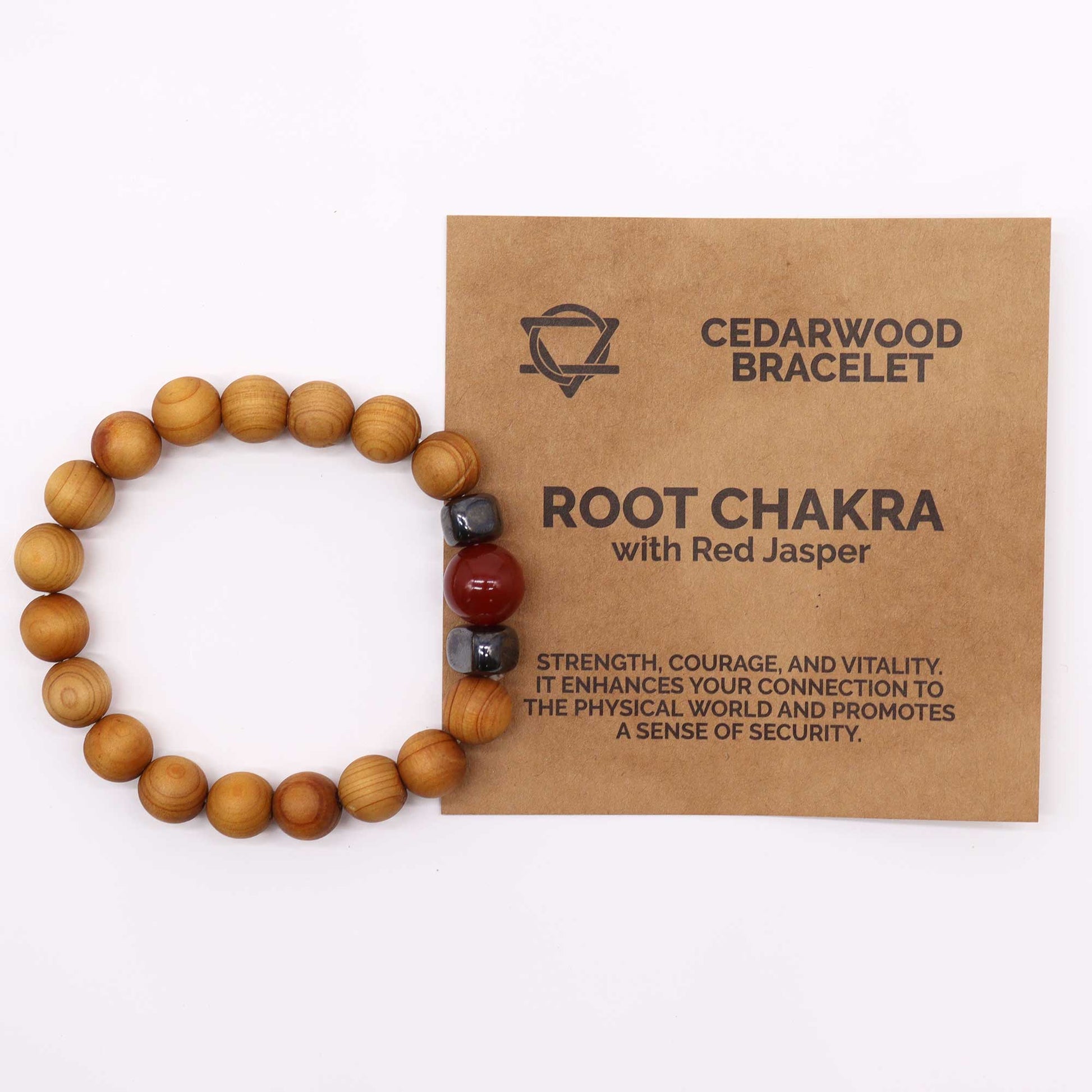 Cedarwood & Red Jasper Root Chakra Bracelet - Crystal Nest