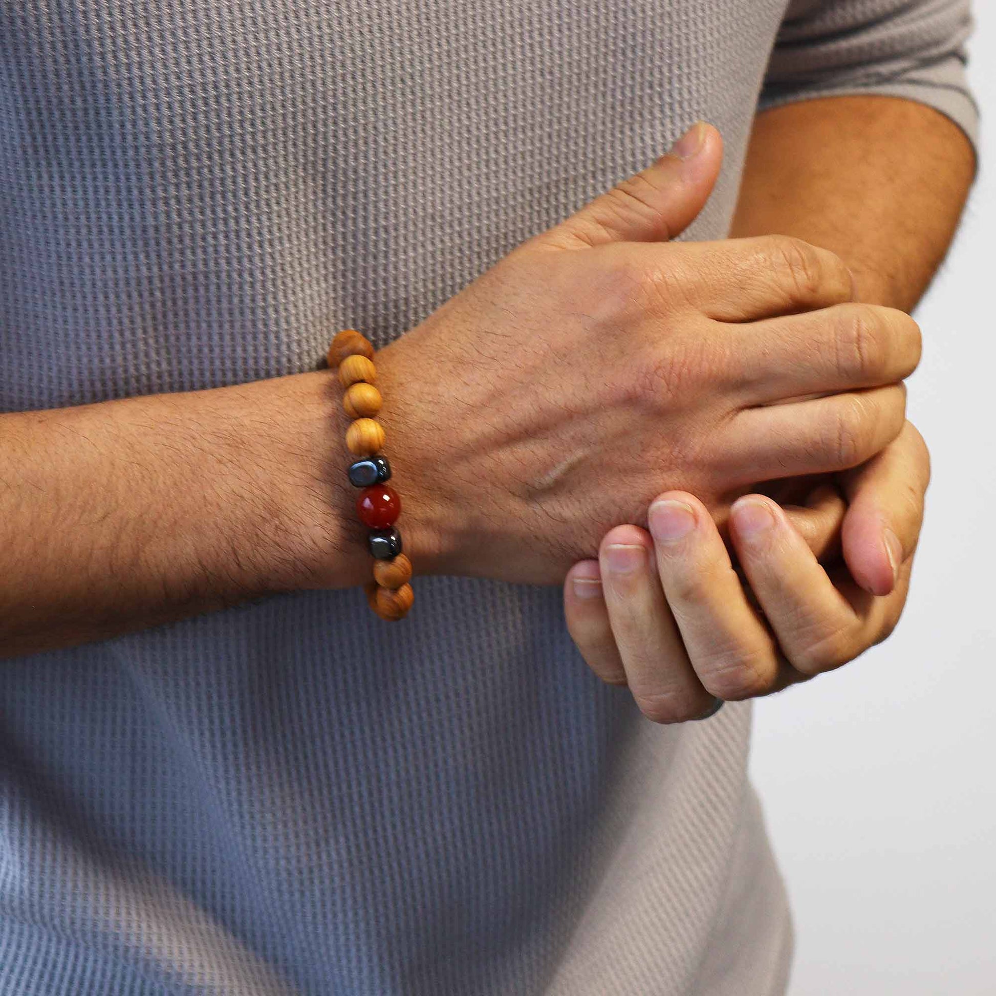 Cedarwood & Red Jasper Root Chakra Bracelet - Crystal Nest
